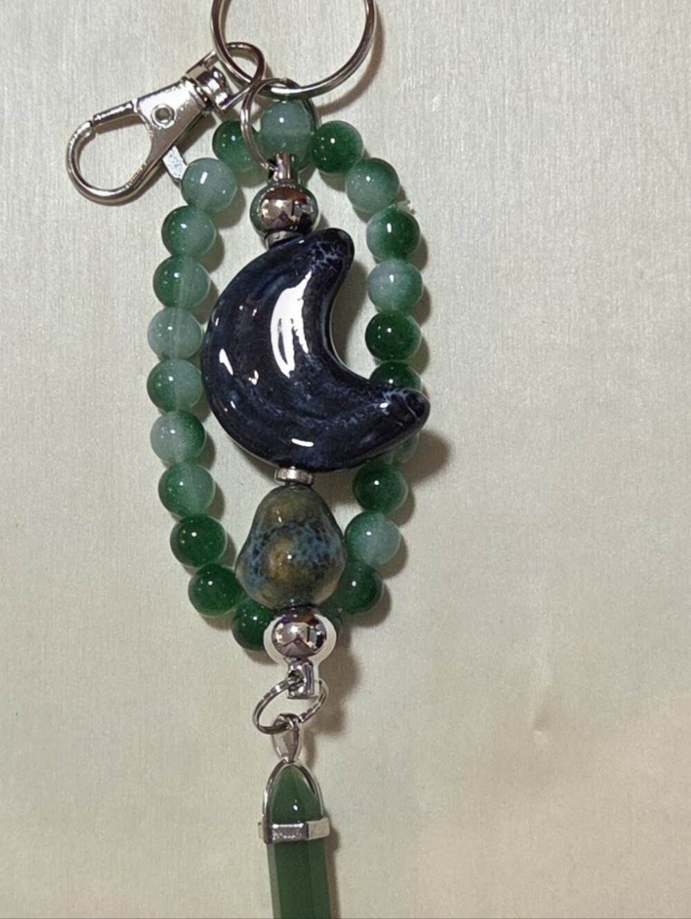 Gorgeous Handcrafted Keychain With Striking Polished Dark Crescent Moon - Picture 14 of 14